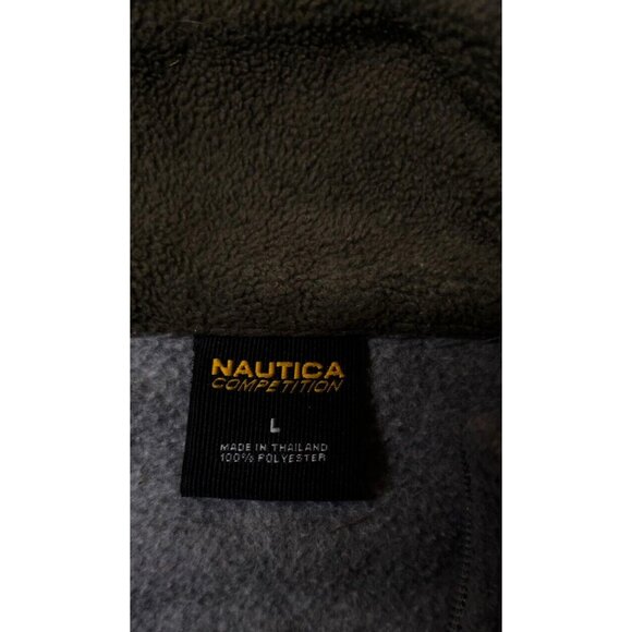 Nautica Competition Mens Large Grey 1/4 Zip Fleece Logo Pullover Jacket - Picture 11 of 11